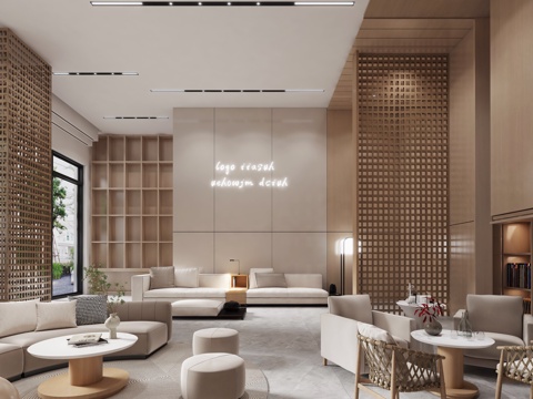  大厅 办公前厅 酒店大堂 沙发茶几 办公楼大堂 接待大堂3d模型 