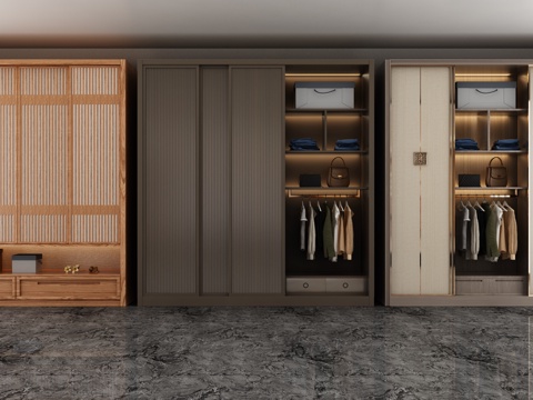  新中式 衣柜 中式 柜子3d模型 