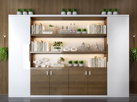  北欧装饰书柜 收纳柜 储物柜 装饰品 书集3d模型 
