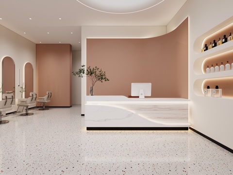  现代美容美发店3d模型 