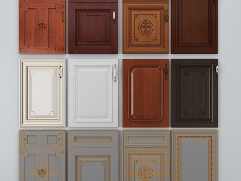  中式橱柜实木门板3d模型 