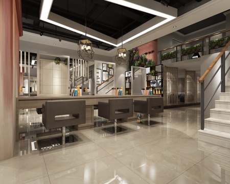  现代风格理发店3d模型 
