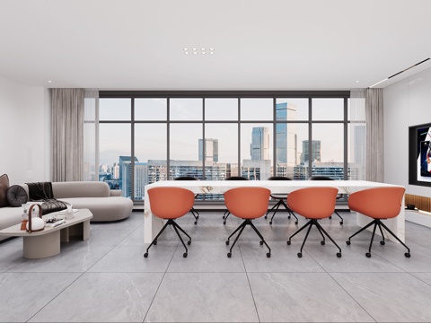  现代会议室  休息区3d模型 