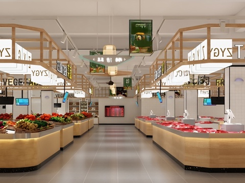  现代菜市场 农贸市场3d模型 