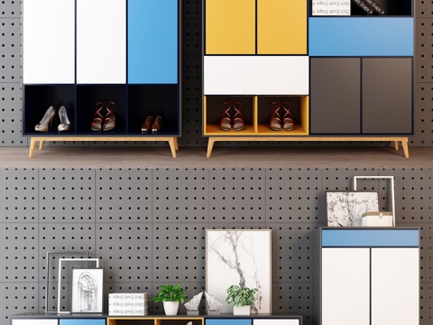  北欧边柜 电视柜 鞋柜3d模型 