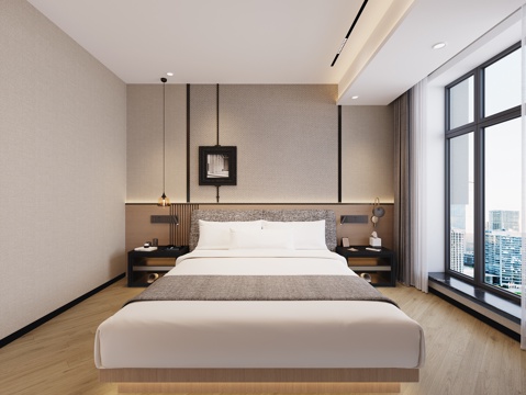  现代酒店客房3d模型 