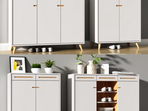  现代鞋柜 玄关柜 玄关鞋柜 装饰柜 边柜3d模型 