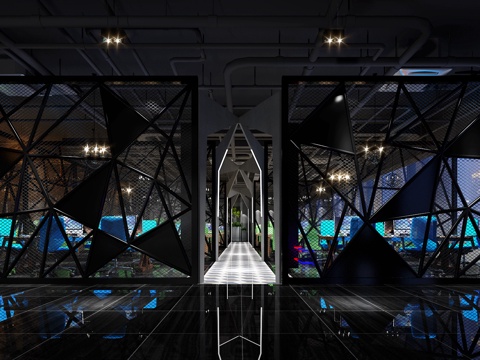  现代网咖 网吧 电竞 娱乐场所3d模型 