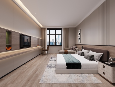  现代酒店客房3d模型 