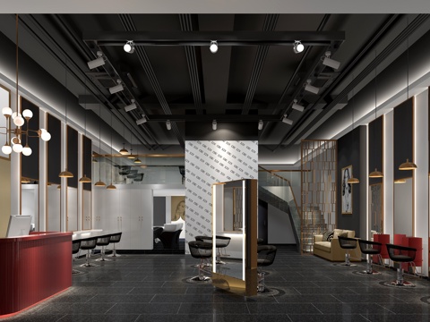  后现代理发店大厅3d模型 
