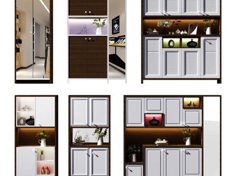  现代鞋柜 玄关柜 玄关鞋柜 边柜 装饰柜3d模型 