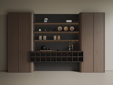  中古 新中式 茶柜3d模型 