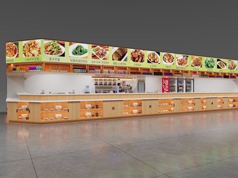  现代快餐店  明档3d模型 