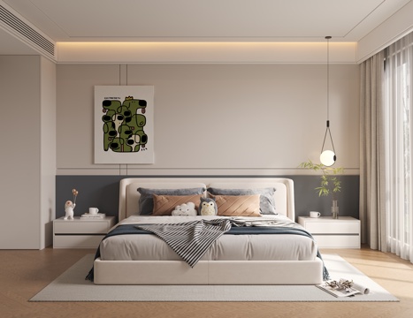  現(xiàn)代兒童房 男孩房 兒童衣柜 床頭柜 吊燈 地毯 玩具 玩偶3d模型 