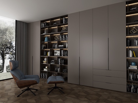  现代书柜 意式书柜3d模型 