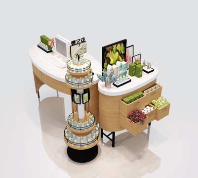  现代护肤品展柜 化妆品装饰柜展示柜陈列柜展架3d模型 