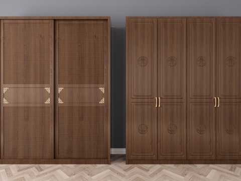  新中式风格 中式风格 衣柜 实木衣柜 推拉门衣柜 移门衣3d模型 
