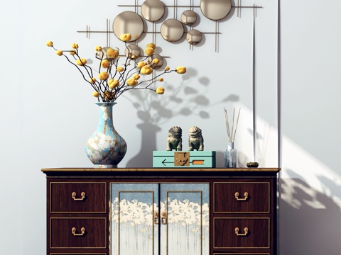  现代新中式风格装饰柜3d模型 