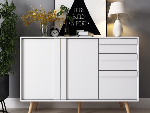  北欧鞋柜 边柜 画台 灯 花卉 绿植 地毯 饰品3d模型 