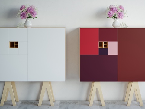  北欧装饰柜 摆件组合3d模型 