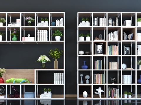  现代装饰柜 摆件 盆栽 饰品 铁艺架子3d模型 