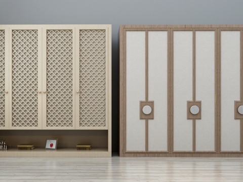  中式衣柜 新中式衣柜 现代衣柜 整体衣柜 推拉衣柜门 衣3d模型 