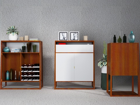  新中式柜子 现代中式餐边柜 柜子  餐边柜3d模型 