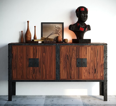  工业风装饰柜 摆件组合3d模型 