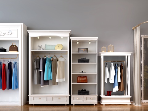  欧式古典衣柜 商场衣柜 更衣室 全身镜3d模型 