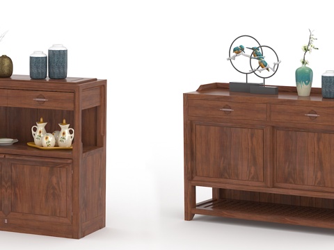  中式餐边柜组合3d模型 