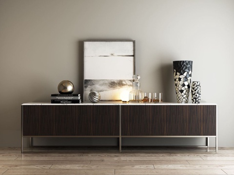  现代风格装饰柜 装饰摆件 挂画3d模型 