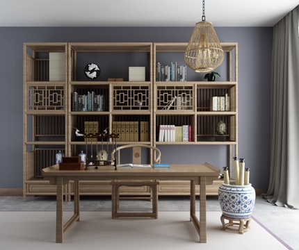  新中式博古架组合3d模型 