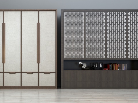  中式衣柜 新中式衣柜 现代衣柜 整体衣柜 推拉衣柜门 衣3d模型 