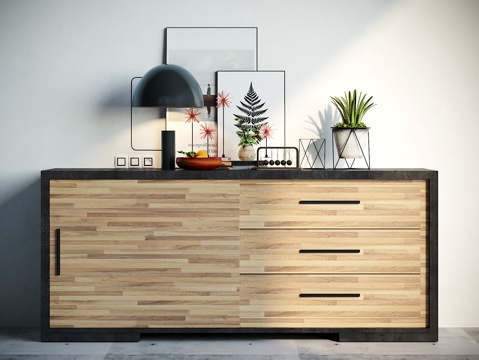  工业风装饰柜摆件组合3d模型 