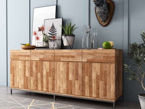  现代边柜装饰柜模型3d模型 