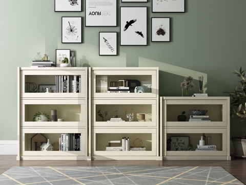  现代边柜 装饰柜 画 地毯 绿植 饰品3d模型 