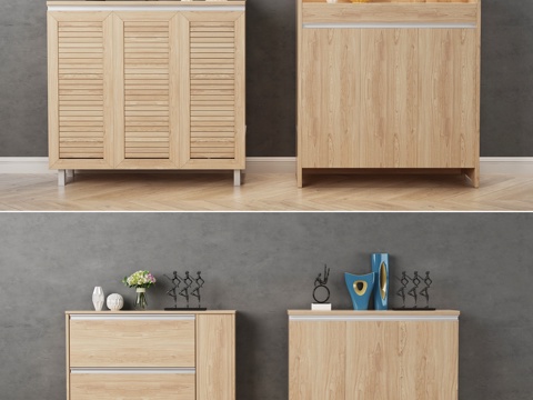  北欧实木鞋柜组合3d模型 