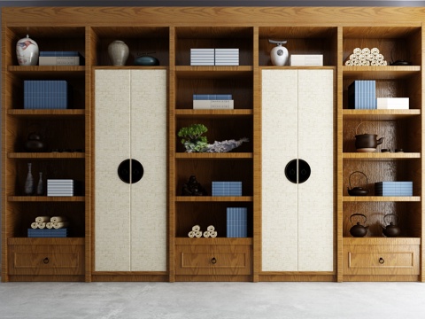  新中式书房 书柜 装饰柜组合3d模型 