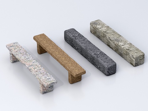  现代新中式景观座椅 破旧石凳子 景观条石 条石坐凳 长条石3d模型 