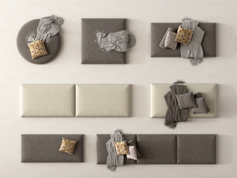  现代坐垫 榻榻米坐垫 沙发坐垫 飘窗垫 圆坐垫 抱枕su模型 