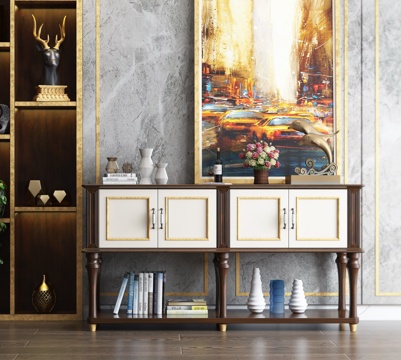  美式边柜 挂画3d模型 