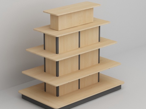  超市便利店四面展示货架3d模型 