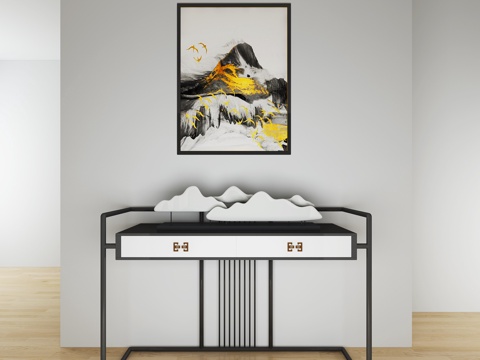  新中式玄关端景台3d模型 