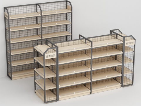  超市便利店网格商品展示架3d模型 