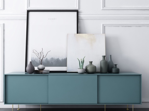  现代简约电视柜 地毯 画 饰品3d模型 