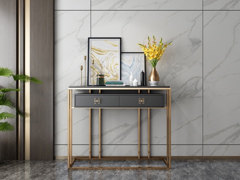  现代轻奢玄关柜端景柜边柜3d模型 