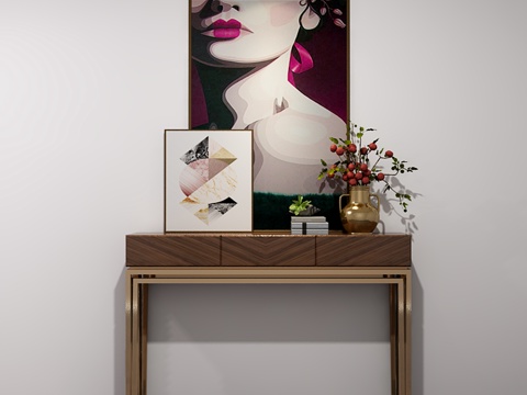  新古典金属玄关柜3d模型 