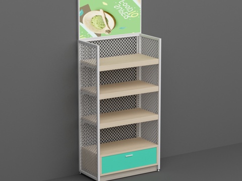  便利店超市网格商品促销展示货架3d模型 