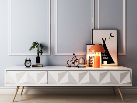  北欧电视柜 地毯 画台 灯 饰品3d模型 