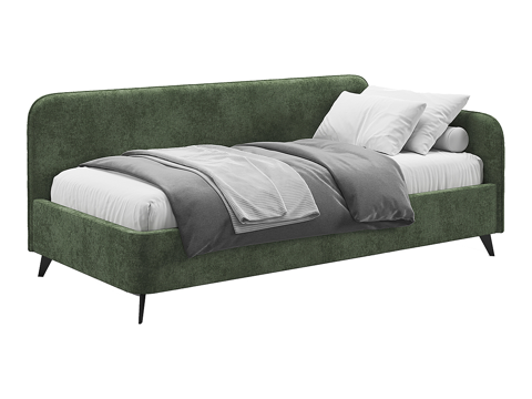  现代简约绿色绒面革沙发床3d模型下载 卧室节省空间设计 舒适白色床垫搭配灰色靠垫 